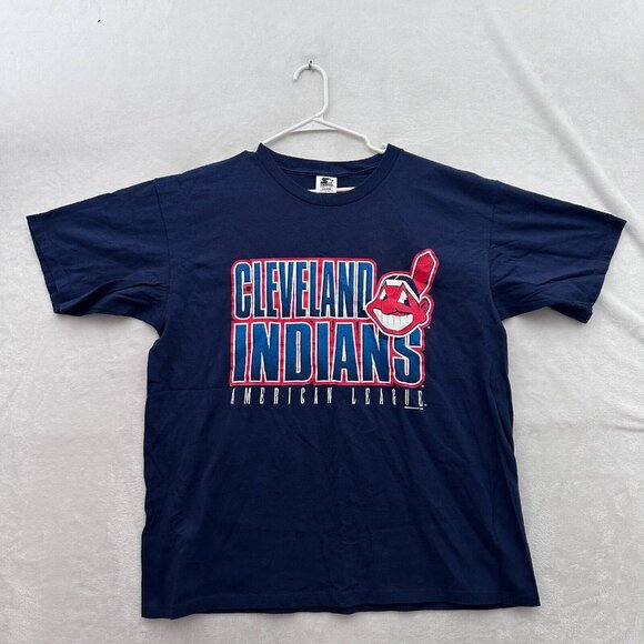 Vitnage Cleveland Indians T Shirt Mens L Blue MLB Baseball Starter 90s - Picture 1 of 8